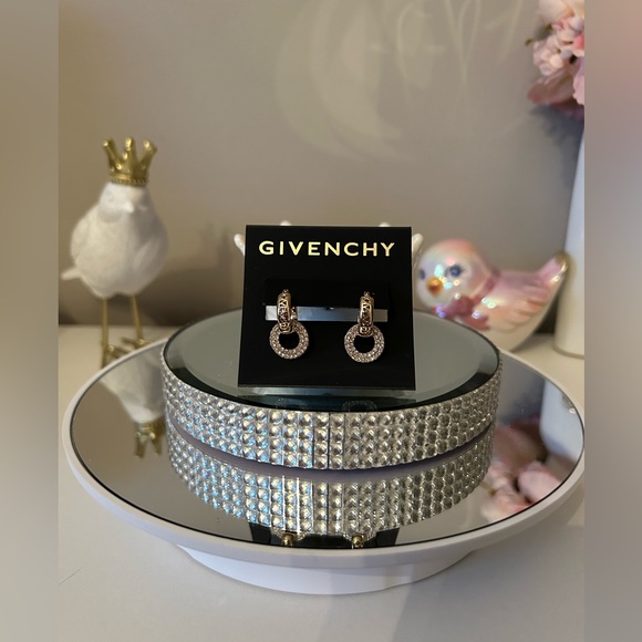 Givenchy Jewelry - NWT! Givenchy Gold-Tone Pave’ Link Charm Hoop Earrings